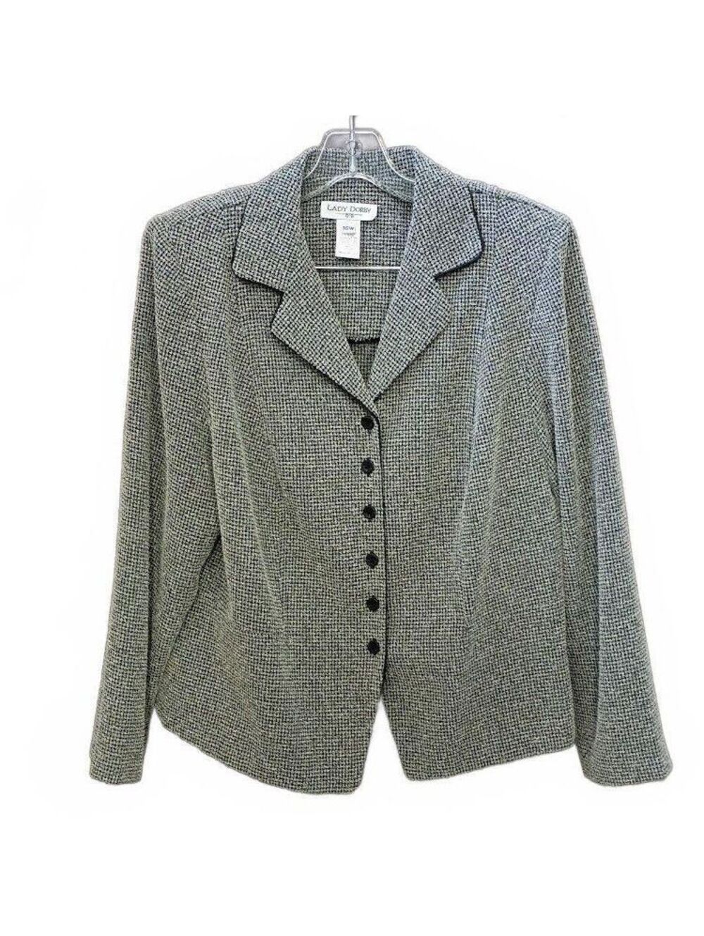 Lady Dorby Women's Black and White Button-Up Blazer Jacket Size 16W
